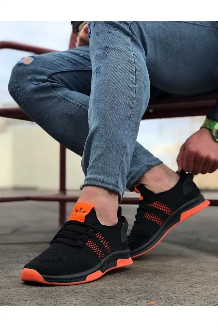 SFTM101 Siyah Turuncu Erkek Spor Ayakkabı - SİYAH-TURUNCU SFTM101 Siyah Turuncu Erkek Spor Ayakkabı - SİYAH-TURUNCU