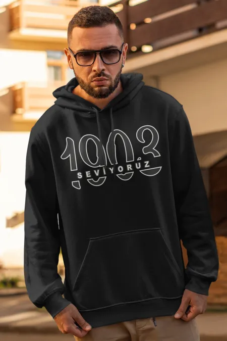 BJK 02 Seviyoruz Siyah Erkek Kapşonlu Sweatshirt - Hoodie BJK 02 Seviyoruz Siyah Erkek Kapşonlu Sweatshirt - Hoodie