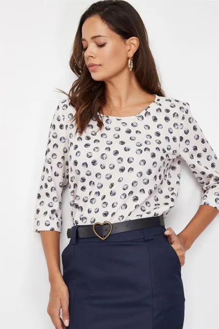 Kadın Bej Desenli Bluz Kadın Bej Desenli Bluz