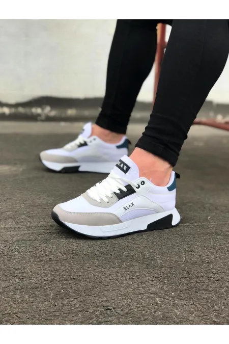 SFTM204 Beyaz Siyah Erkek Spor Ayakkabı - BEYAZ-SİYAH