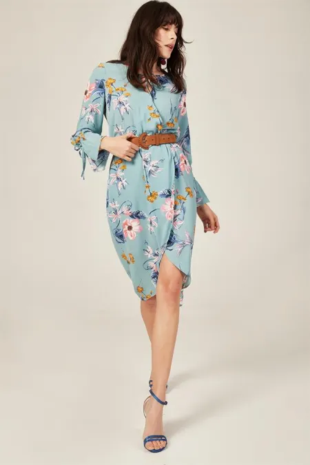 Kadın Mint Yeşili Kruvaze Desenli Elbise Kadın Mint Yeşili Kruvaze Desenli Elbise