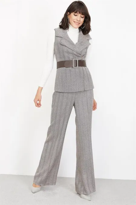 Kadın Gri Kemerli Ceket Kadın Gri Kemerli Ceket