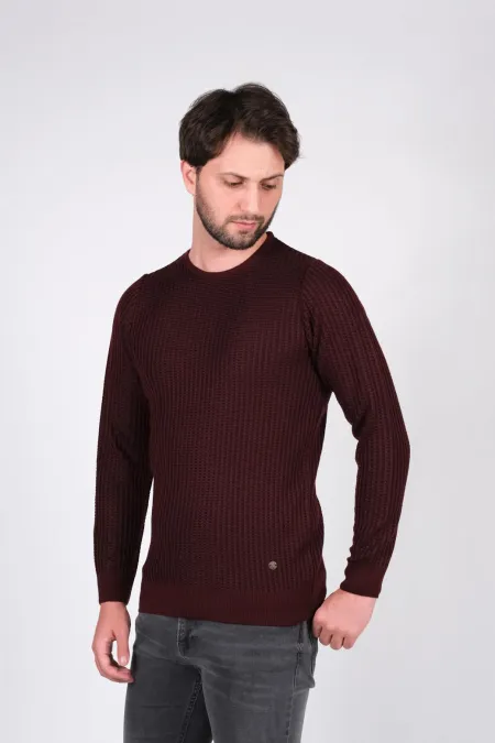Çizgi Triko Erkek Triko Kazak Sıfır Yaka Kol ve Bel Lastikli Kışlık Örme - Bordo Çizgi Triko Erkek Triko Kazak Sıfır Yaka Kol ve Bel Lastikli Kışlık Örme - Bordo