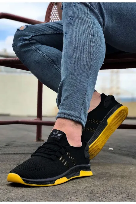 SFTM101 Siyah Sarı Erkek Spor Ayakkabı - SİYAH-SARI SFTM101 Siyah Sarı Erkek Spor Ayakkabı - SİYAH-SARI