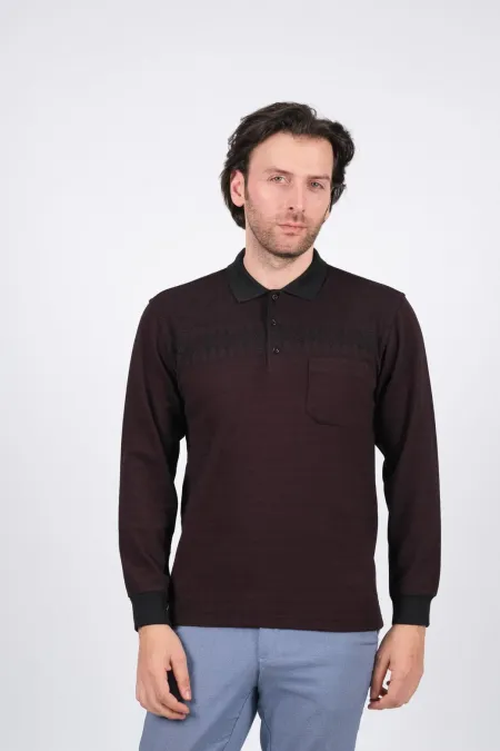 Çizgi Triko Erkek Triko Kazak Polo Yaka Kışlık Desen Detaylı Cepli Kolları Lastikli - Bordo Çizgi Triko Erkek Triko Kazak Polo Yaka Kışlık Desen Detaylı Cepli Kolları Lastikli - Bordo