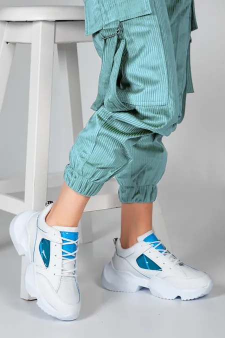 Abella Beyaz Mavi Şeffaf Kadın Spor Ayakkabı Abella Beyaz Mavi Şeffaf Kadın Spor Ayakkabı