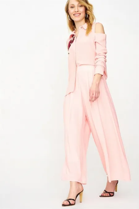 Kadın Pudra Rahat Kesim Pantolon Kadın Pudra Rahat Kesim Pantolon