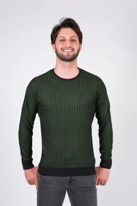 Çizgi Triko Erkek Triko Kazak Sıfır Yaka Kol ve Bel Lastikli Kışlık Örme - LACİVERT / YEŞİL Çizgi Triko Erkek Triko Kazak Sıfır Yaka Kol ve Bel Lastikli Kışlık Örme - LACİVERT / YEŞİL