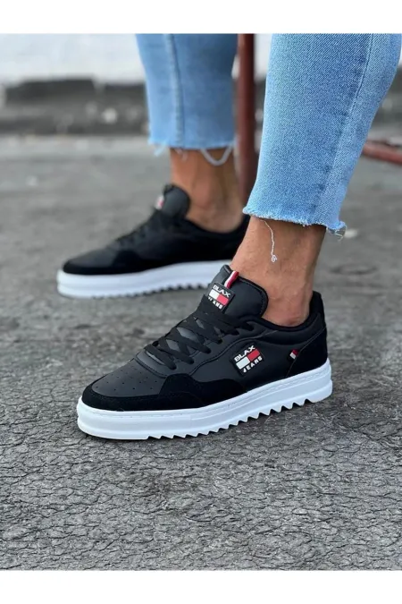 SFTM206 Siyah Beyaz Erkek Günlük Ayakkabı - SİYAH-BEYAZ