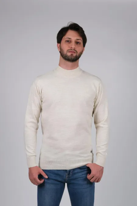 Çizgi Triko Erkek Triko Kazak Yarım Balıkçı Yaka Düz Renk Kol ve Bel Lastikli Kışlık Dokuma - KEMİK Çizgi Triko Erkek Triko Kazak Yarım Balıkçı Yaka Düz Renk Kol ve Bel Lastikli Kışlık Dokuma - KEMİK