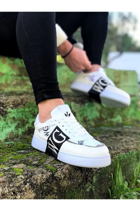 SFTM202 Beyaz Siyah Erkek Günlük Ayakkabı - BEYAZ-SİYAH