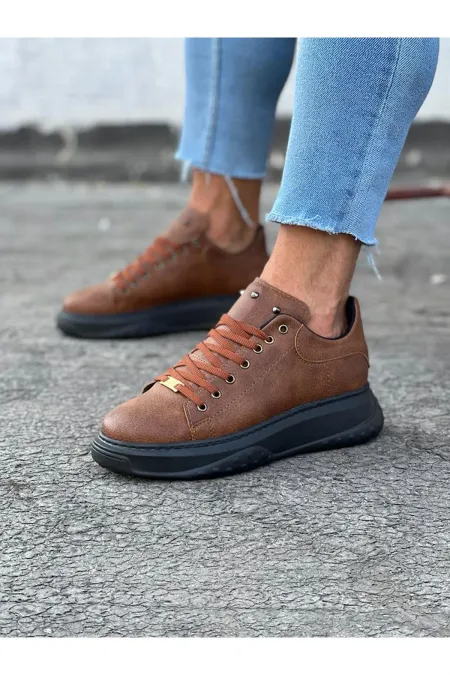 SFTM501 Taba Siyah Erkek Yüksek Taban Ayakkabı - TABA-SİYAH SFTM501 Taba Siyah Erkek Yüksek Taban Ayakkabı - TABA-SİYAH