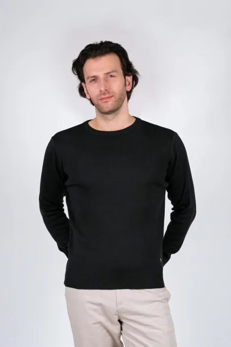 Çizgi Triko Erkek Triko Kazak Sıfır Yaka Düz Renk Kışlık Dokuma - Siyah Çizgi Triko Erkek Triko Kazak Sıfır Yaka Düz Renk Kışlık Dokuma - Siyah