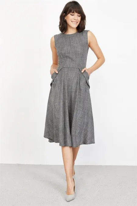 Kadın Gri Cepli Elbise Kadın Gri Cepli Elbise