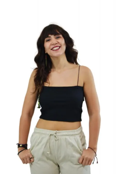 Kadın İp Askılı Kaşkorse Crop Büstiyer Siyah Kadın İp Askılı Kaşkorse Crop Büstiyer Siyah