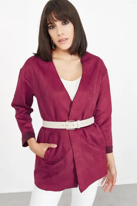 Kadın Bordo Süet Ceket Kadın Bordo Süet Ceket