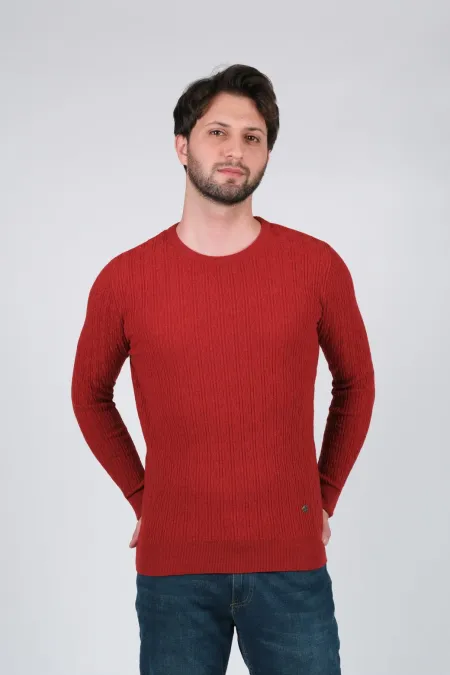 Çizgi Triko Erkek Triko Kazak Sıfır Yaka Desenli Kol ve Bel Lastikli Kışlık Dokuma - AÇIK BORDO Çizgi Triko Erkek Triko Kazak Sıfır Yaka Desenli Kol ve Bel Lastikli Kışlık Dokuma - AÇIK BORDO