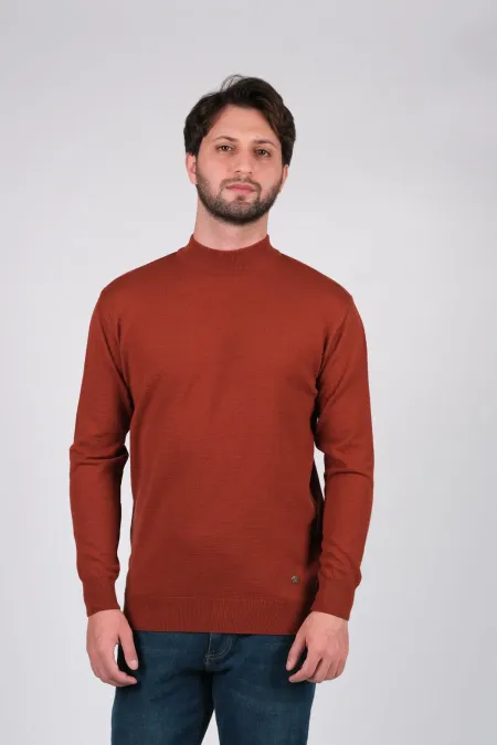 Çizgi Triko Erkek Triko Kazak Yarım Balıkçı Yaka Düz Renk Kol ve Bel Lastikli Kışlık Dokuma - Kiremit Çizgi Triko Erkek Triko Kazak Yarım Balıkçı Yaka Düz Renk Kol ve Bel Lastikli Kışlık Dokuma - Kiremit