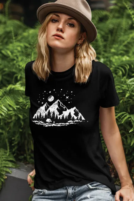 Camping Siyah Outdoor Kadın Tshirt - Tişört Camping Siyah Outdoor Kadın Tshirt - Tişört