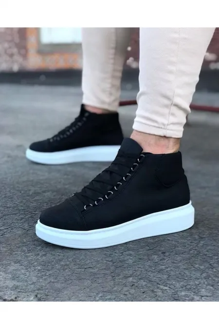 SFTM032 Siyah Bağcıklı Sneakers Yarım Bilek Bot - SİYAH SFTM032 Siyah Bağcıklı Sneakers Yarım Bilek Bot - SİYAH