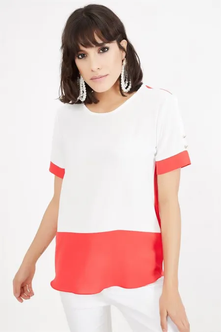 Kadın Mercan Kısa Kol Bluz Kadın Mercan Kısa Kol Bluz