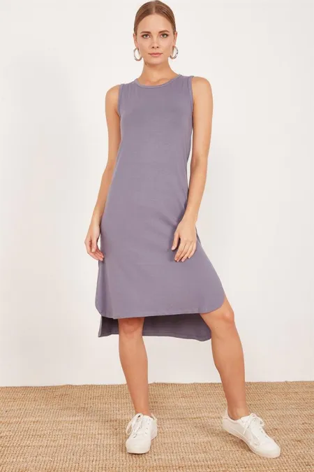 Kadın Gri Yırtmaçlı Elbise Kadın Gri Yırtmaçlı Elbise