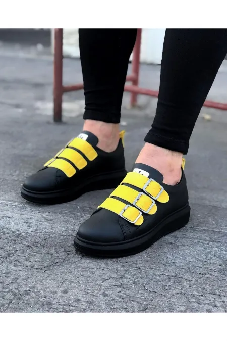 SFTM050 Kömür Sarı Tokalı Kalın Taban Erkek Ayakkabı - KÖMÜR-SARI SFTM050 Kömür Sarı Tokalı Kalın Taban Erkek Ayakkabı - KÖMÜR-SARI