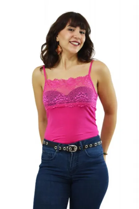 Kadın Gümüş Dantelli İp Askılı Atlet Fuşya Kadın Gümüş Dantelli İp Askılı Atlet Fuşya