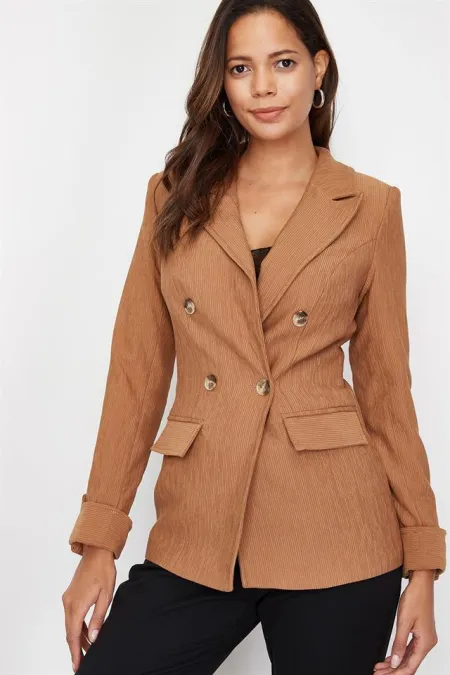 Kadın Kahverengi Önü Süs Düğmeli Ceket Kadın Kahverengi Önü Süs Düğmeli Ceket