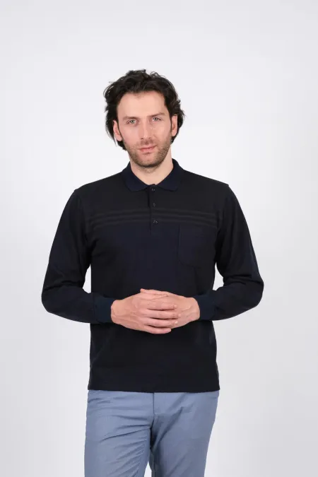 Çizgi Triko Erkek Triko Kazak Polo Yaka Kışlık Çizgi Detaylı Cepli Kolları Lastikli - Haki Çizgi Triko Erkek Triko Kazak Polo Yaka Kışlık Çizgi Detaylı Cepli Kolları Lastikli - Haki