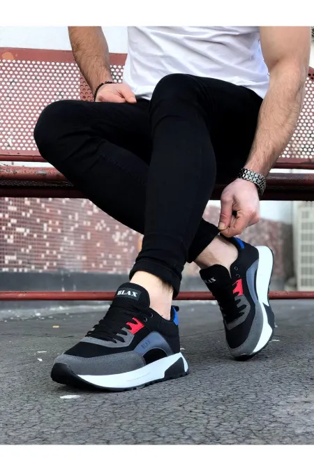 SFTM204 Füme Siyah Erkek Spor Ayakkabı - SİYAH-FÜME-KIRMIZI