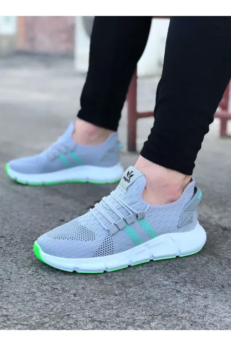 SFTM102 Gri Yesil Erkek Spor Ayakkabı - GRİ-YESİL