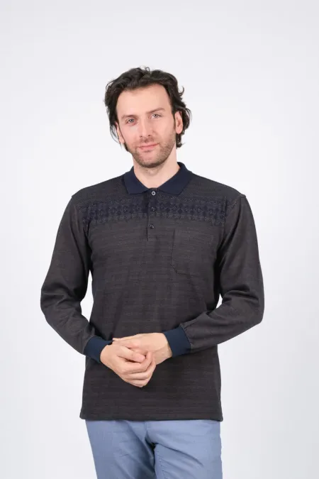 Çizgi Triko Erkek Triko Kazak Polo Yaka Kışlık Desen Detaylı Cepli Kolları Lastikli - Kahverengi Çizgi Triko Erkek Triko Kazak Polo Yaka Kışlık Desen Detaylı Cepli Kolları Lastikli - Kahverengi