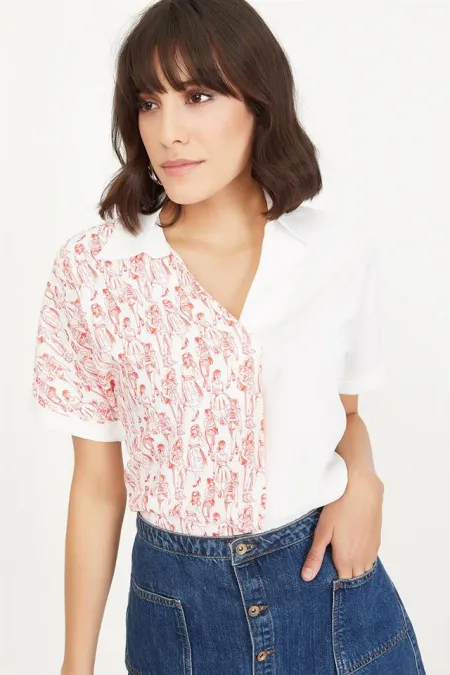 Kadın Mercan Büyük Beden Kısa Kollu Bluz Kadın Mercan Büyük Beden Kısa Kollu Bluz