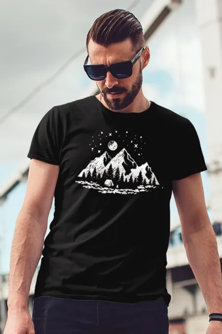 Camping Siyah Outdoor Erkek Tshirt - Tişört Camping Siyah Outdoor Erkek Tshirt - Tişört