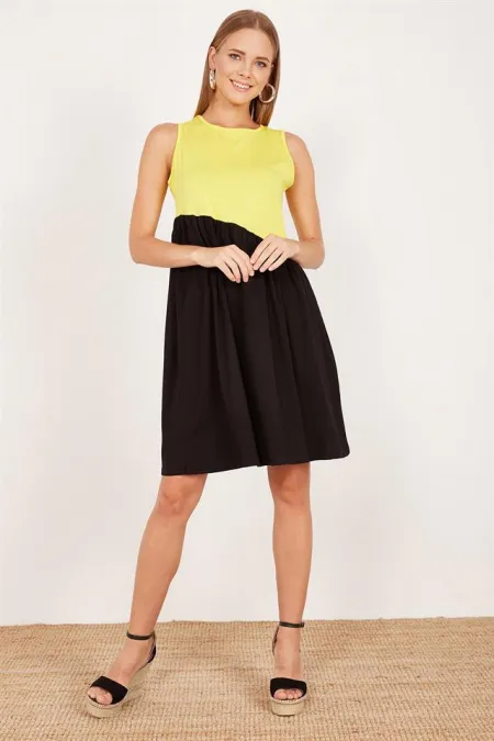 Kadın Sarı Asimetrik Büzgülü Elbise Kadın Sarı Asimetrik Büzgülü Elbise