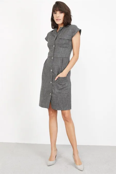 Kadın Gri Simli Elbise Kadın Gri Simli Elbise