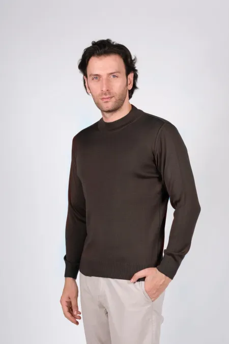 Çizgi Triko Erkek Triko Kazak Yarım Balıkçı Yaka Kışlık Dokuma - Kahverengi Çizgi Triko Erkek Triko Kazak Yarım Balıkçı Yaka Kışlık Dokuma - Kahverengi