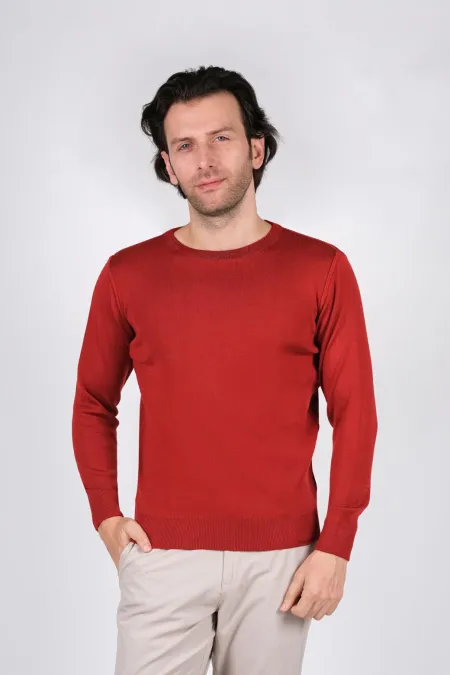 Çizgi Triko Erkek Triko Kazak Sıfır Yaka Düz Renk Kışlık Dokuma - AÇIK BORDO Çizgi Triko Erkek Triko Kazak Sıfır Yaka Düz Renk Kışlık Dokuma - AÇIK BORDO