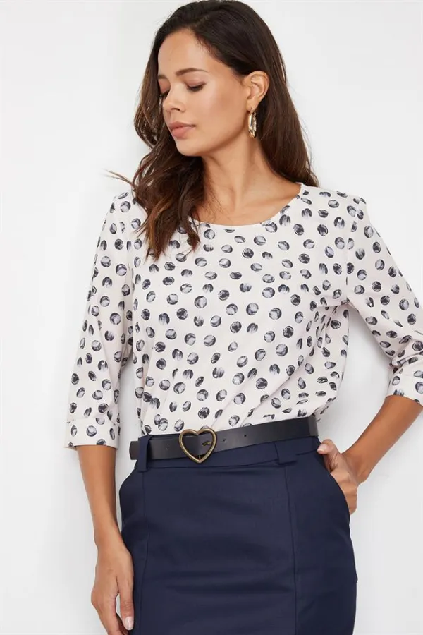 Kadın Bej Desenli Bluz Kadın Bej Desenli Bluz