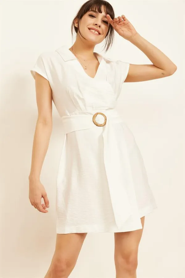 Kadın Beyaz Kruvaze Kadın Elbise Kadın Beyaz Kruvaze Kadın Elbise