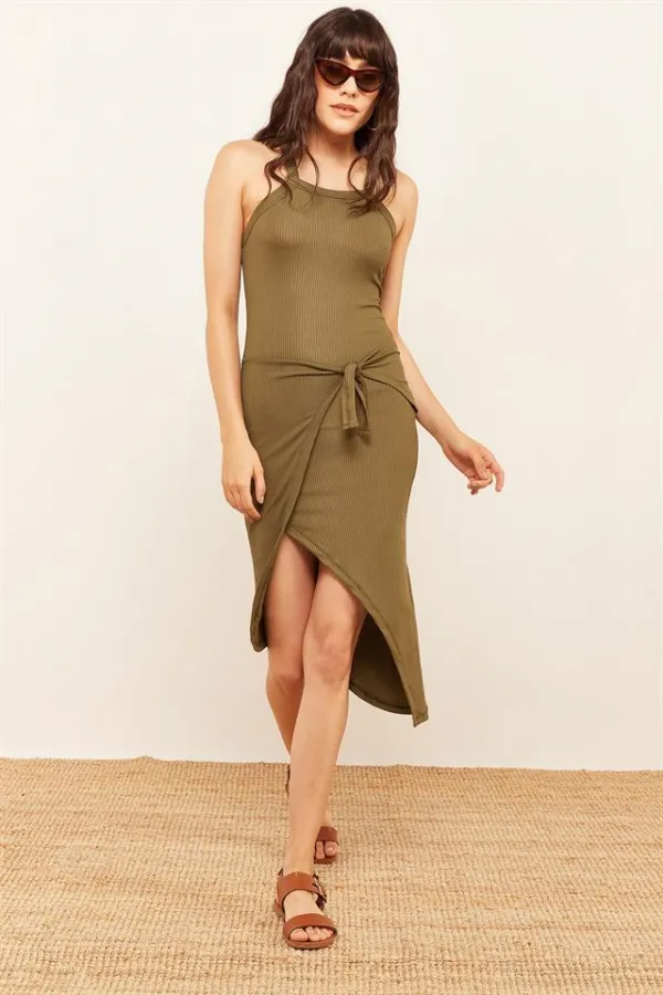 Kadın Haki Askılı Anvelop Elbise Kadın Haki Askılı Anvelop Elbise