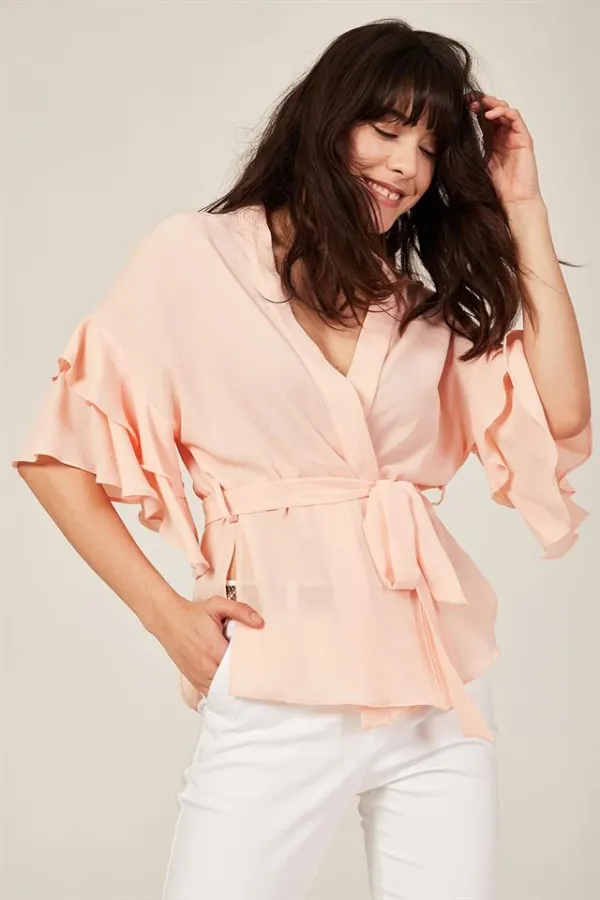 Kadın Somon Kuşaklı Ceket Kadın Somon Kuşaklı Ceket