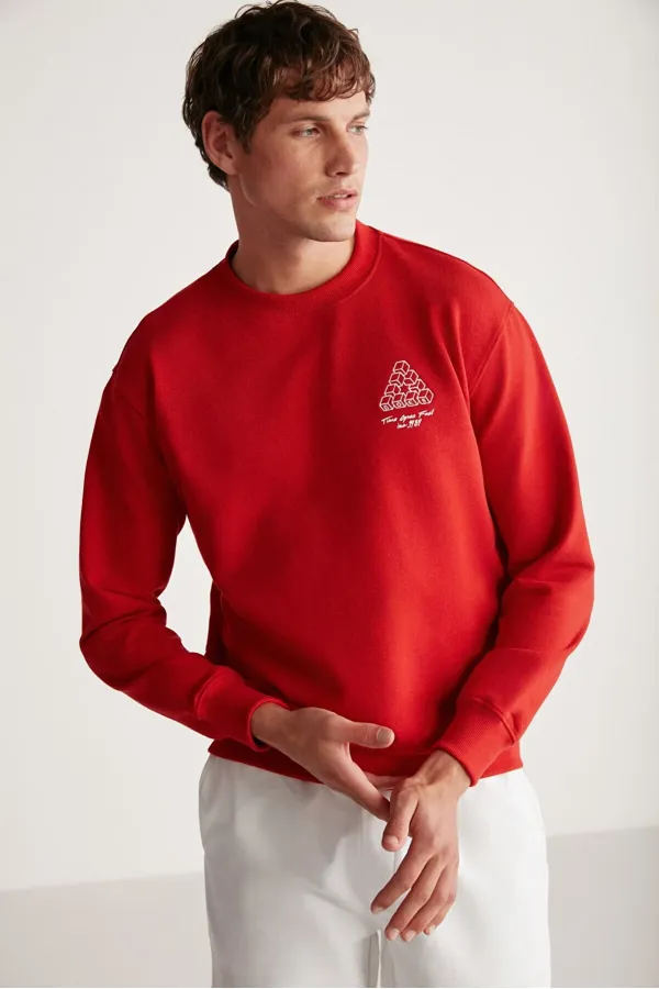 Regular Kırmızı Tekli Sweatshirt - Kırmızı Regular Kırmızı Tekli Sweatshirt - Kırmızı