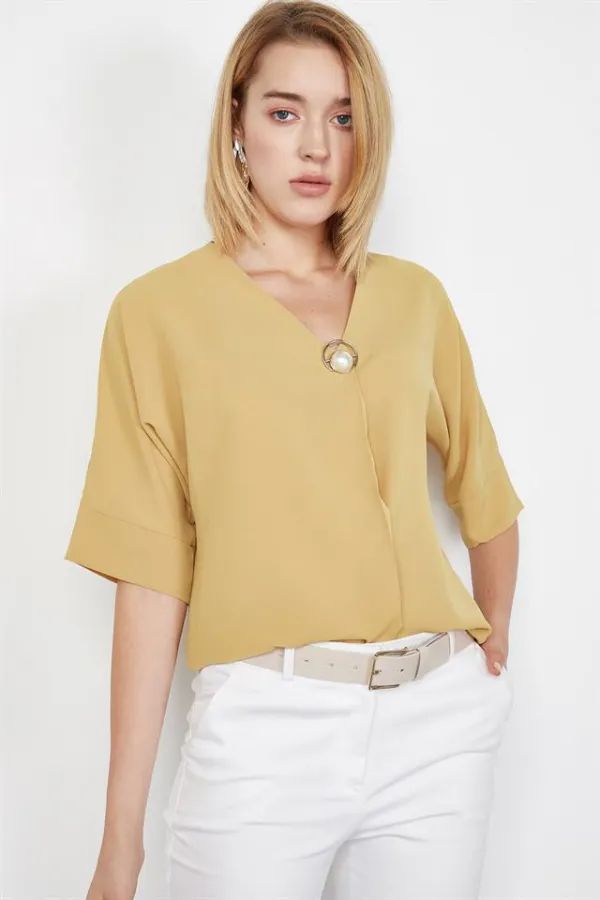 Kadın Hardal İncili Bluz