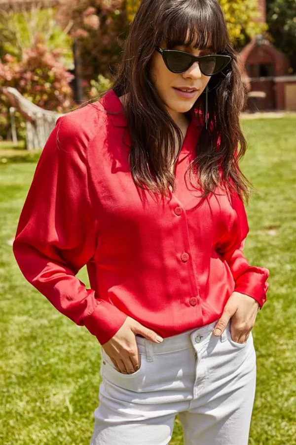 Kadın Kırmızı Gömlek Kadın Kırmızı Gömlek