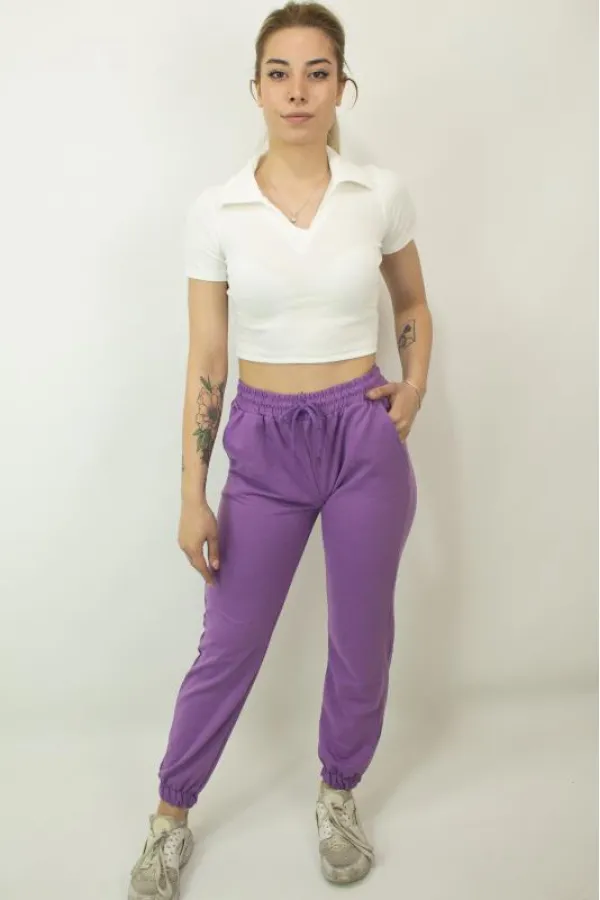 Kadın Düz Eşofman Altı Lila