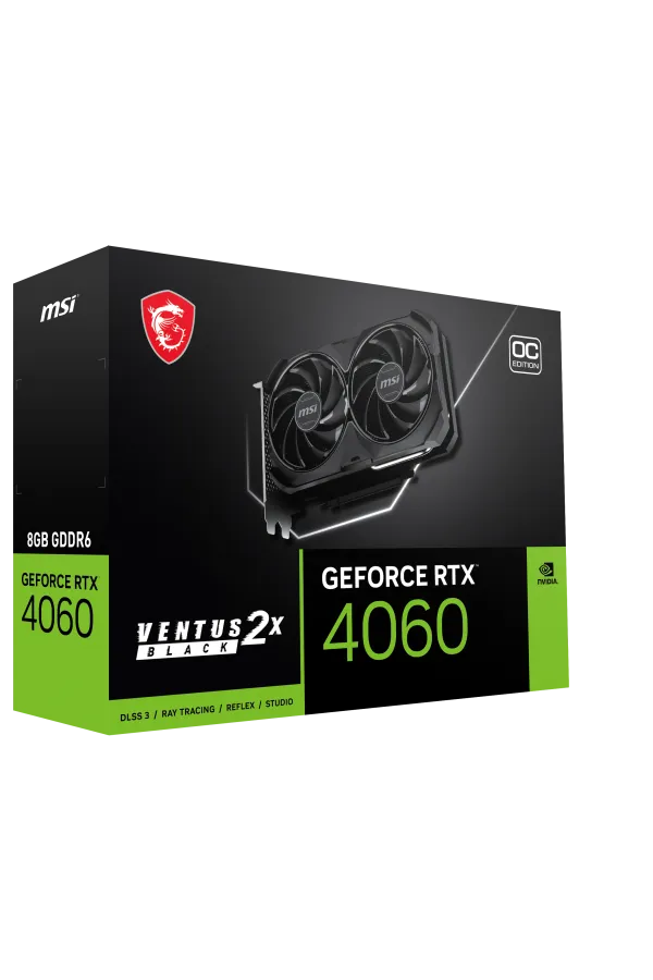 MSI GEFORCE RTX 4060 VENTUS 2X BLACK 8G OC HDMI DP 128 Bit MSI GEFORCE RTX 4060 VENTUS 2X BLACK 8G OC HDMI DP 128 Bit