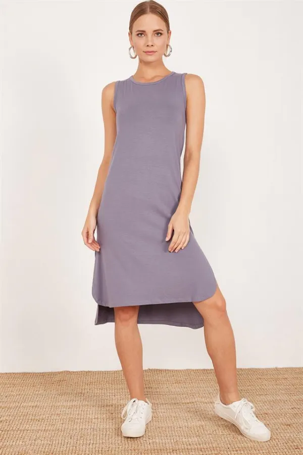 Kadın Gri Yırtmaçlı Elbise Kadın Gri Yırtmaçlı Elbise