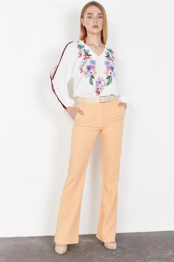 Kadın Somon İspanyol Paça Pantolon Kadın Somon İspanyol Paça Pantolon